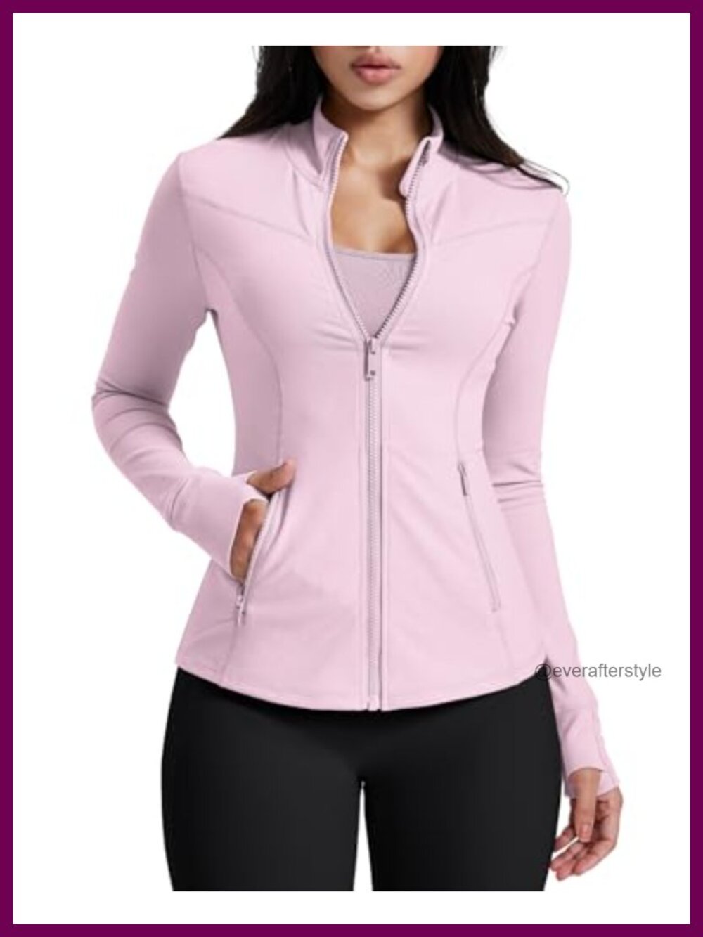 Women's Running Jacket Slim Fit Zip Up Athletic Workout Track Gym Top Thumb